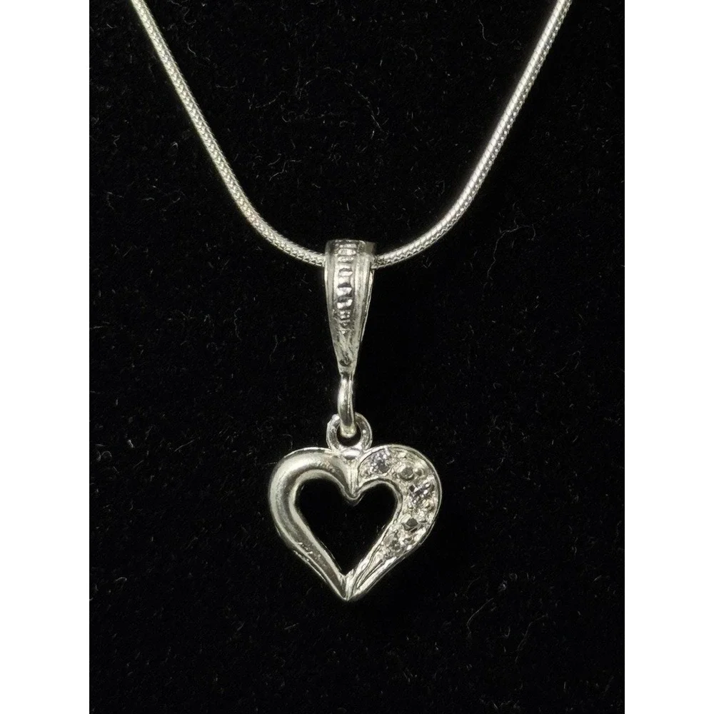 Collar finito Con Dije De Corazón Brillante De plata 925 - 20 Inch